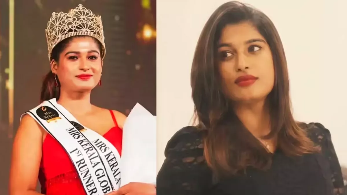 গ্রেপ্তার মিসেস কেরালা ২০২৫ প্রতিযোগি ও ভারতীয় মডেল হর্ষ সানি। কোলাজ: প্রতিদিনের বাংলাদেশ
