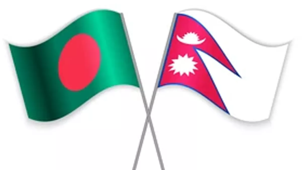 বাংলাদেশ ও নেপালের জাতীয় পতাকা। ফাইল ছবি