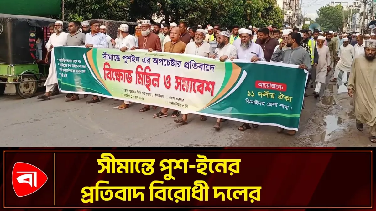 সীমান্তে পুশ-ইনের প্রতিবাদে ঝিনাইদহে বিরোধী দলের বিক্ষোভ