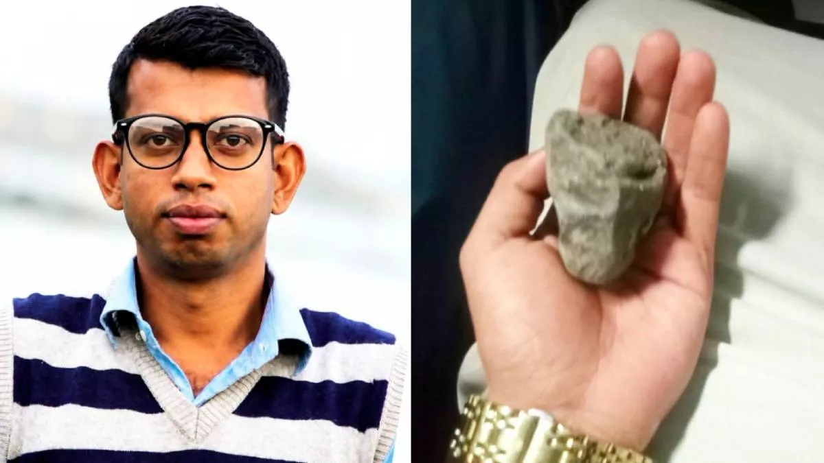 চলন্ত ট্রেনে দুর্বৃত্তদের ছোড়া পাথরের আঘাতে চোখ হারানো ব্রাহ্মণবাড়িয়ার আয়কর আইনজীবী শ্যামল চন্দ্র দাস। ছবি: প্রতিদিনের বাংলাদেশ