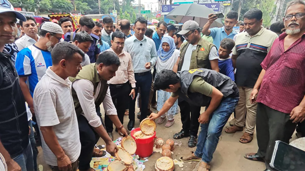 শেরপুরে পচা দই সংরক্ষণ ও বিক্রির অভিযোগে জরিমানা