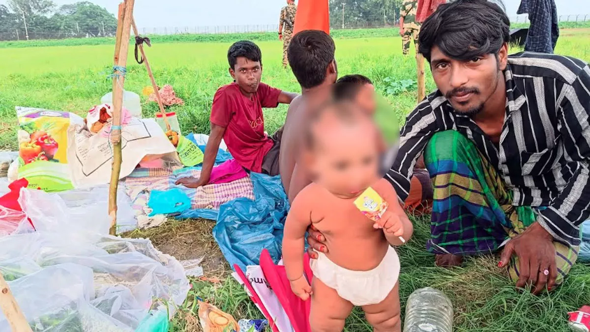 বিজিবি ও বিএসএফের মধ্যে অনুষ্ঠিত পতাকা বৈঠকের পর শিশুসহ একই পরিবারের চার সদস্যকে শূন্যরেখা থেকে উদ্ধার করা হয়। ছবি: প্রতিদিনের বাংলাদেশ