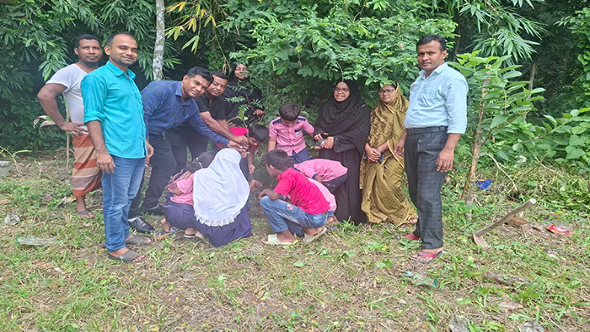 সরকারি নির্দেশনা অনুযায়ী বিদ্যালয় প্রাঙ্গণে পরিবেশবান্ধব ও পুষ্টিগুণসম্পন্ন বিভিন্ন প্রজাতির গাছের চারা  রোপণ করা হয়। প্রবা ফটো