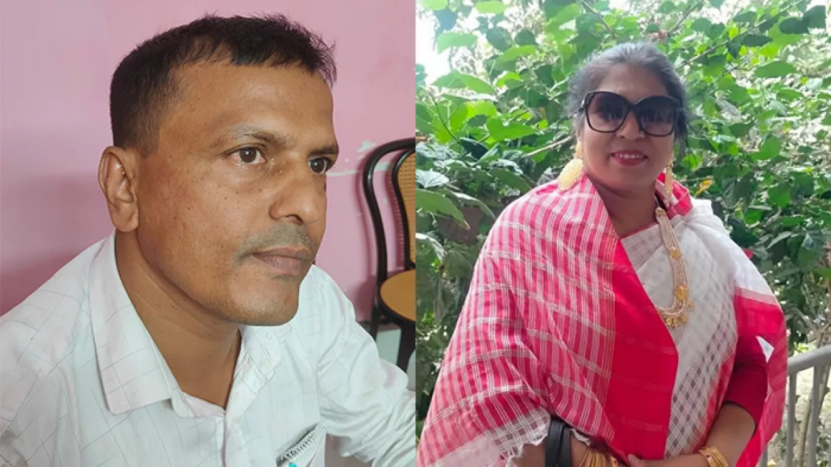 কালুখালী উপজেলার রতনদিয়া ইউনিয়ন পরিষদের চেয়ারম্যান মেহেদি হাচিনা পারভীন এবং মদাপুর ইউনিয়ন পরিষদের প্যানেল চেয়ারম্যান মদন কুমার প্রামাণিক। কোলাজ: প্রতিদিনের বাংলাদেশ