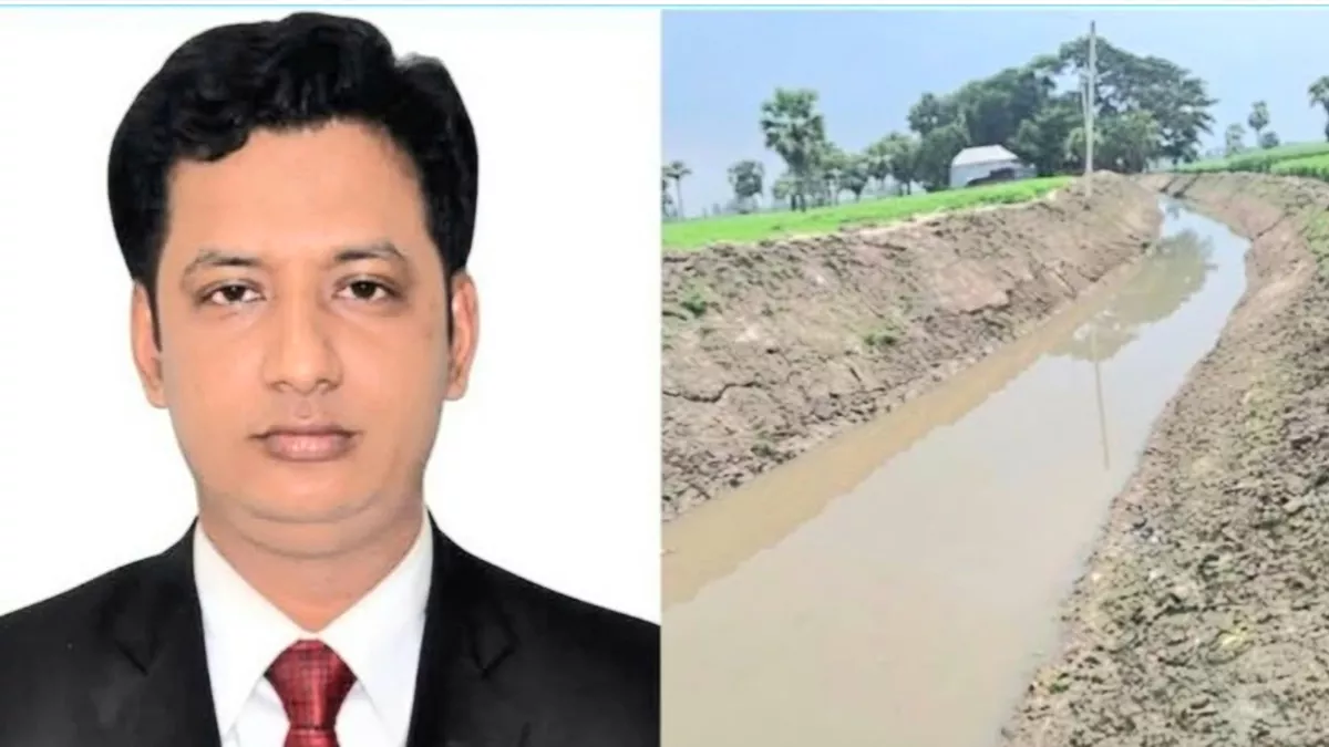 ইউএনও মো. দবির উদ্দিন এবং খাল খননের কোলাজ ছবি: প্রতিদিনের বাংলাদেশ 